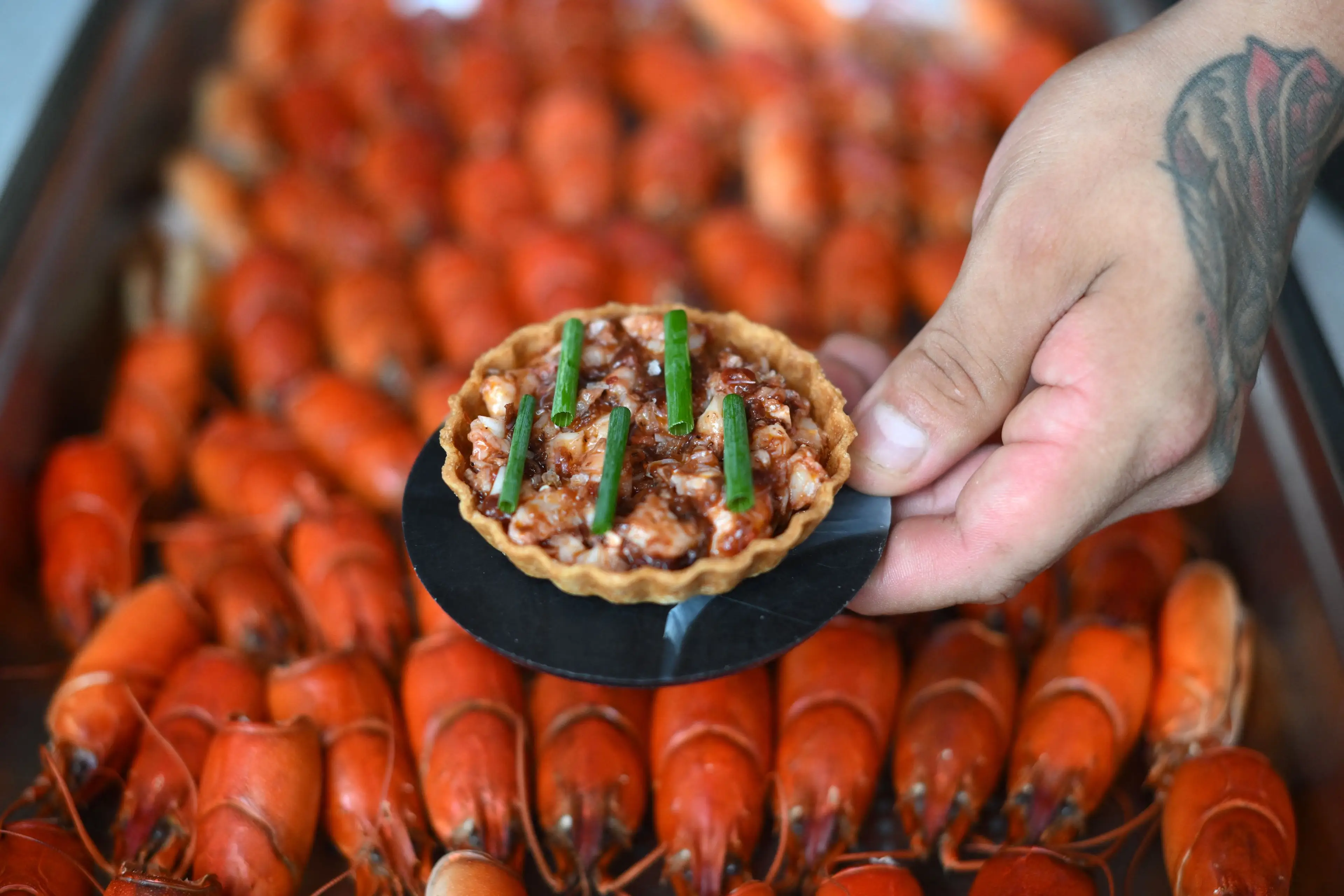 A crayfish dish prepared at Silo, the world's first zero-waste restaurant (DANIEL LEAL / Contributor/Getty Images)