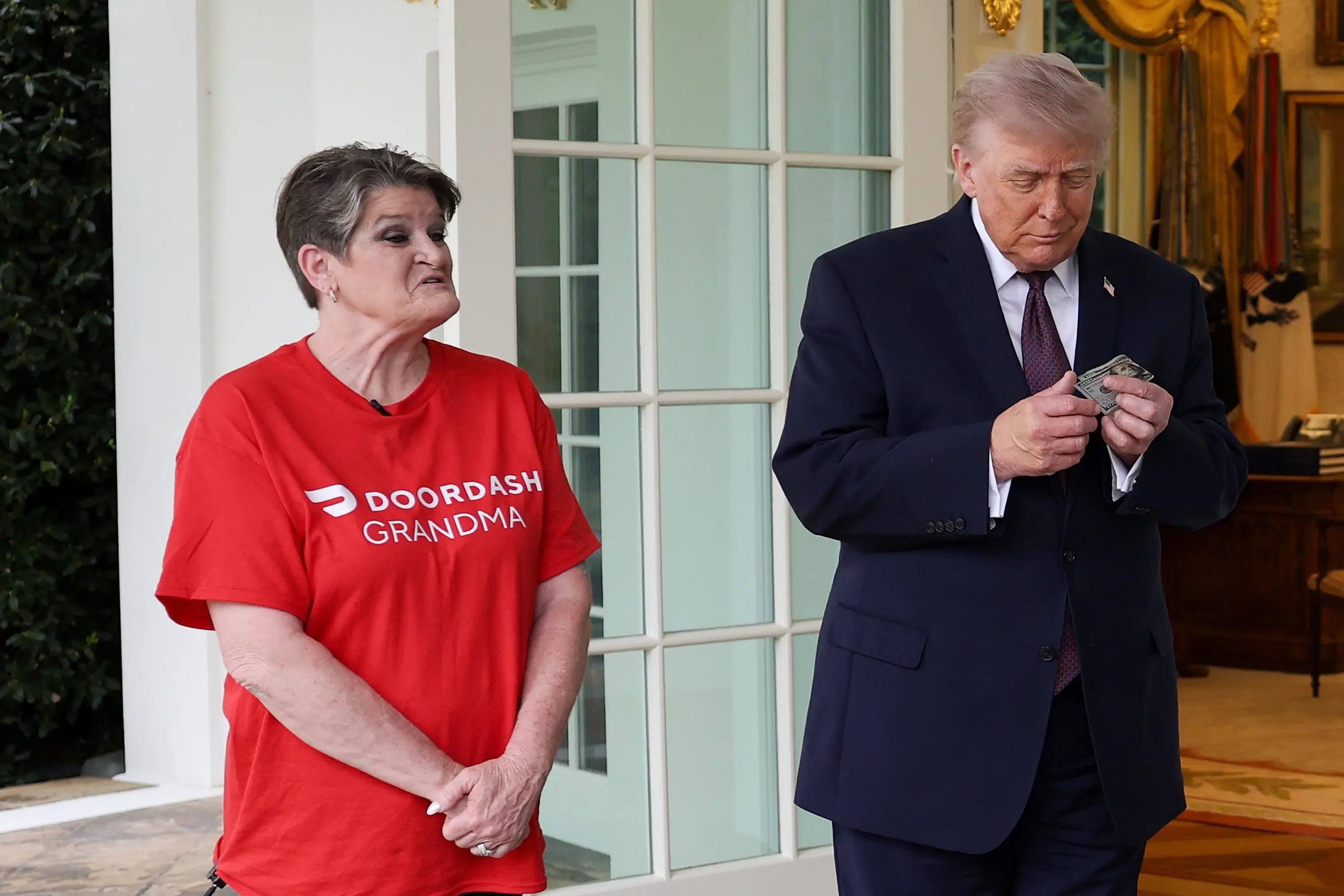 The President ended up tipping the DoorDash employee $100 (Win McNamee/Getty Images)