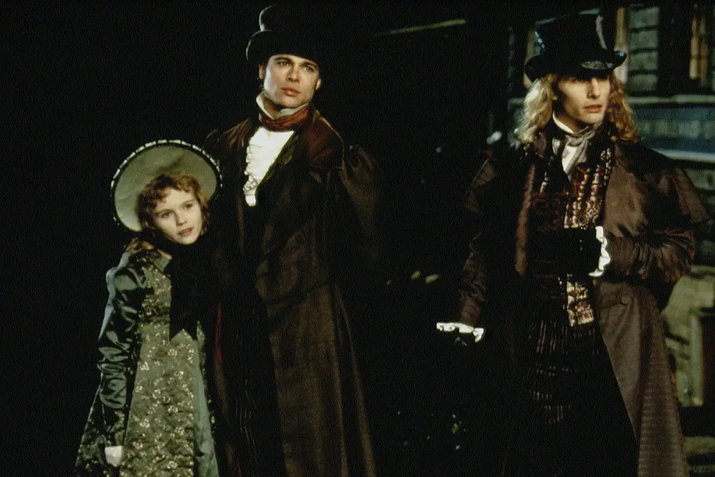 Kirsten Dunst (left), Brad Pitt (middle), and Tom Cruise (right) on Interview with the Vampire (	Francois Duhamel / Contributor/Getty Images)