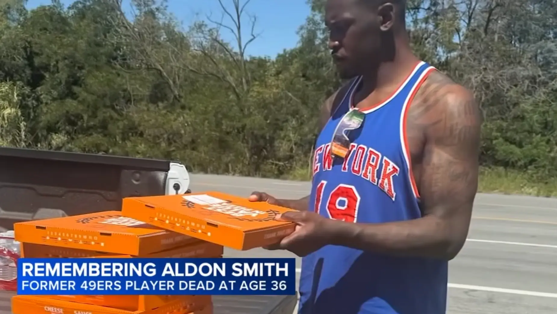 The sports star handed out pizza to displaced people (ABC)