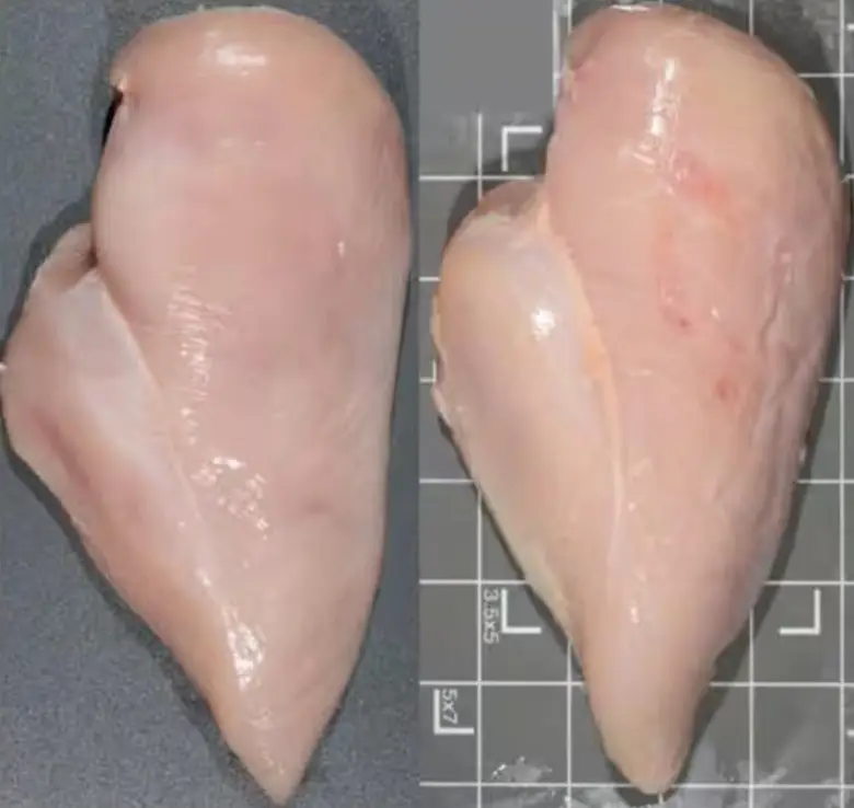The breast on the right shows signs of abnormalities (USDA ARS)