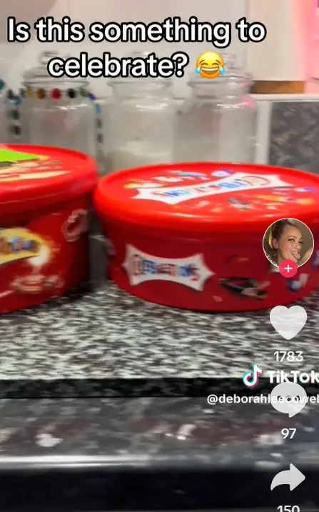Deborah compares Celebrations tubs on TikTok (@deborahleecowell/TikTok)