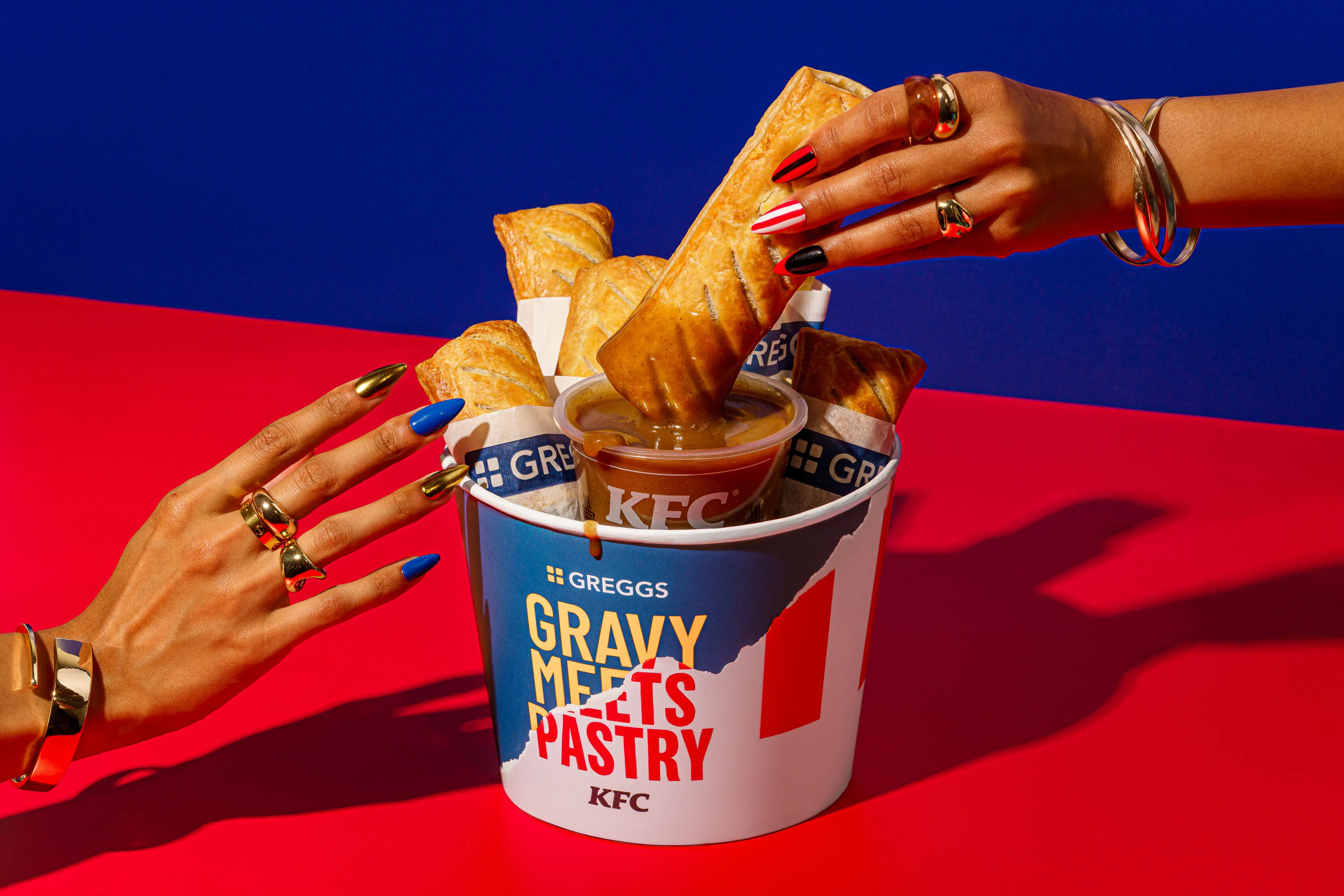 KFC and Greggs are teaming up for a gravy-drenched sausage roll (Greggs)