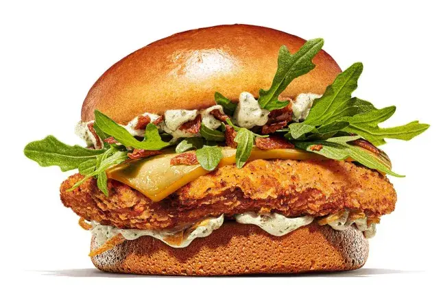 The chicken burger from the Gourmet Kings Bacon Caesar Collection (Burger King)