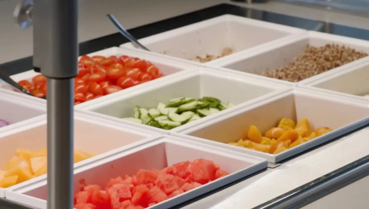 A fresh produce bar, featuring vegetables and fruit features in The Bolt (YouTube/@chargers)