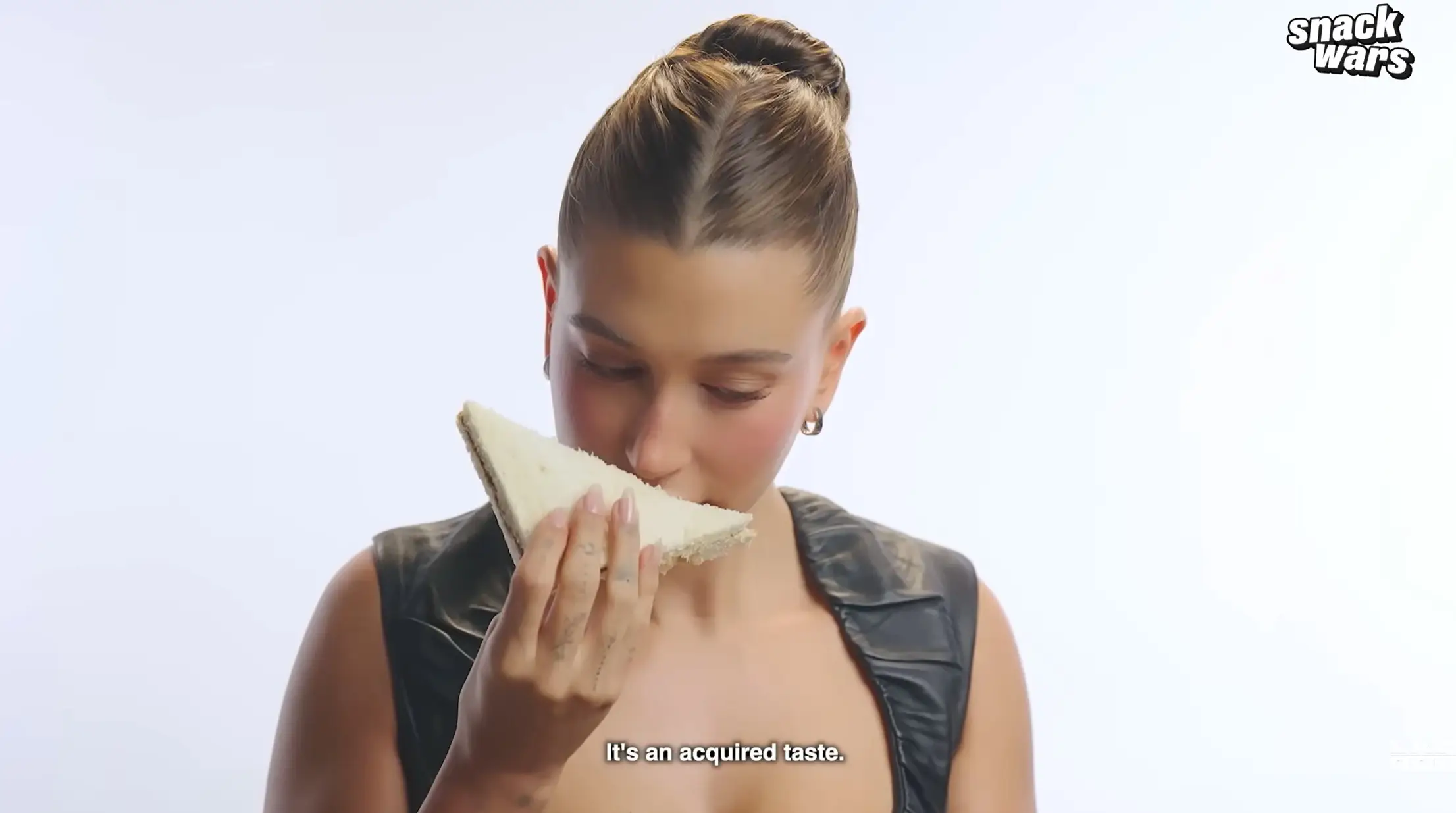 Hailey wasn't keen on the yeast extract spread (LADbible Group)