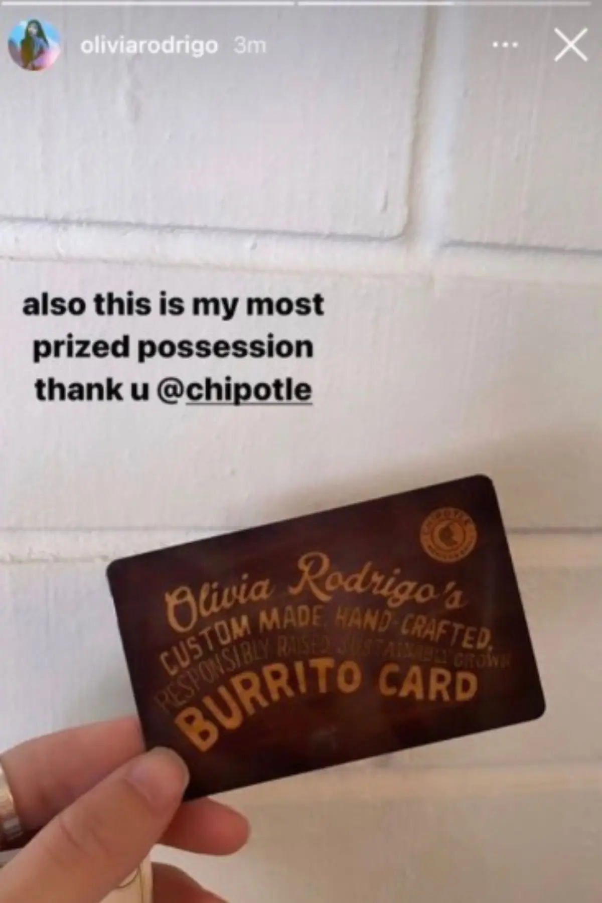 The former Disney star had unlimited Chipotle for at least one year (Instagram/@oliviarodrigo)