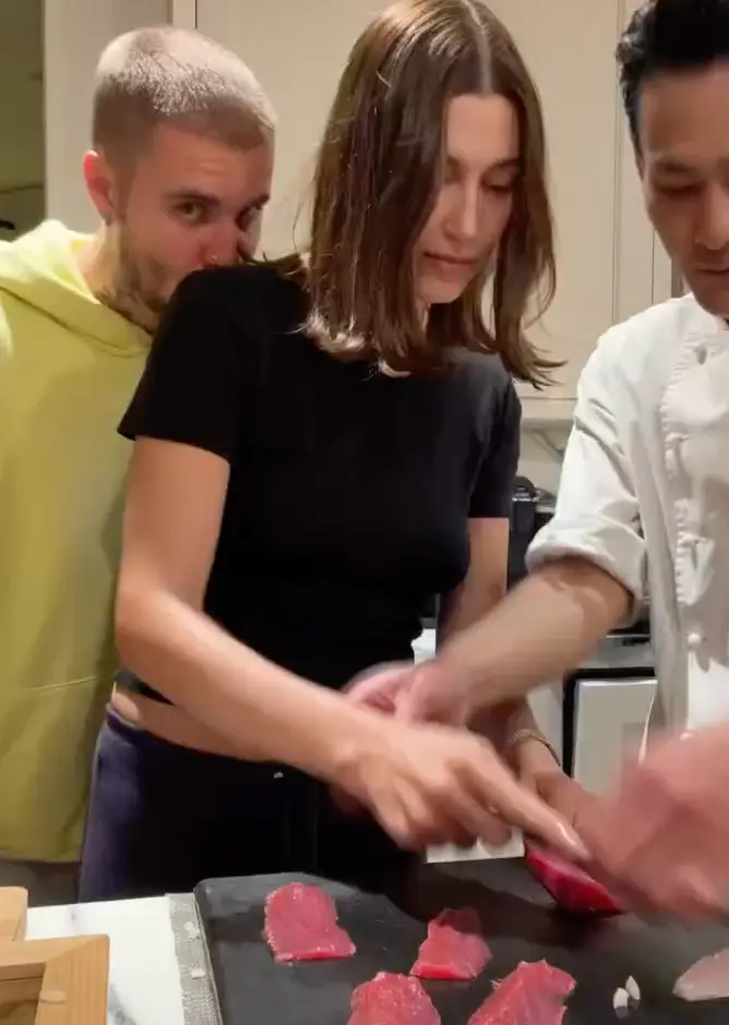 Justin Bieber shared a video from his and his wife's sushi-making lesson (Instagram/@lilbieber)