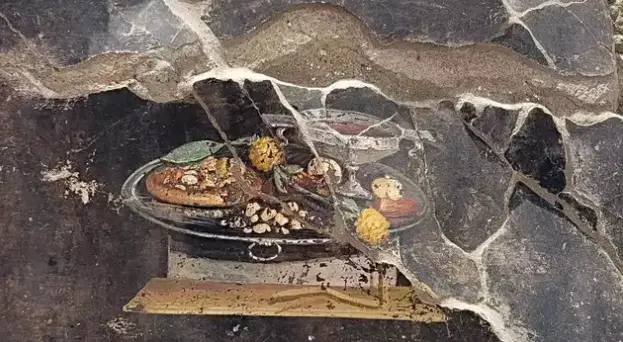 The painting depicting some ancient Roman grub (Parco Archeologico di Pompeii)