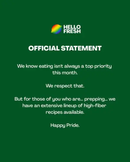 HelloFresh's Pride Month statement has divided users (Instagram/@hellofresh)