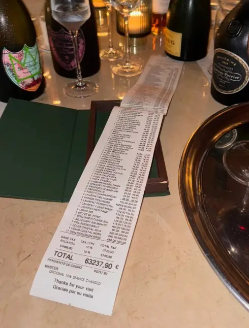 The bill was longer than the average arm (annabelmallorca/Instagram)