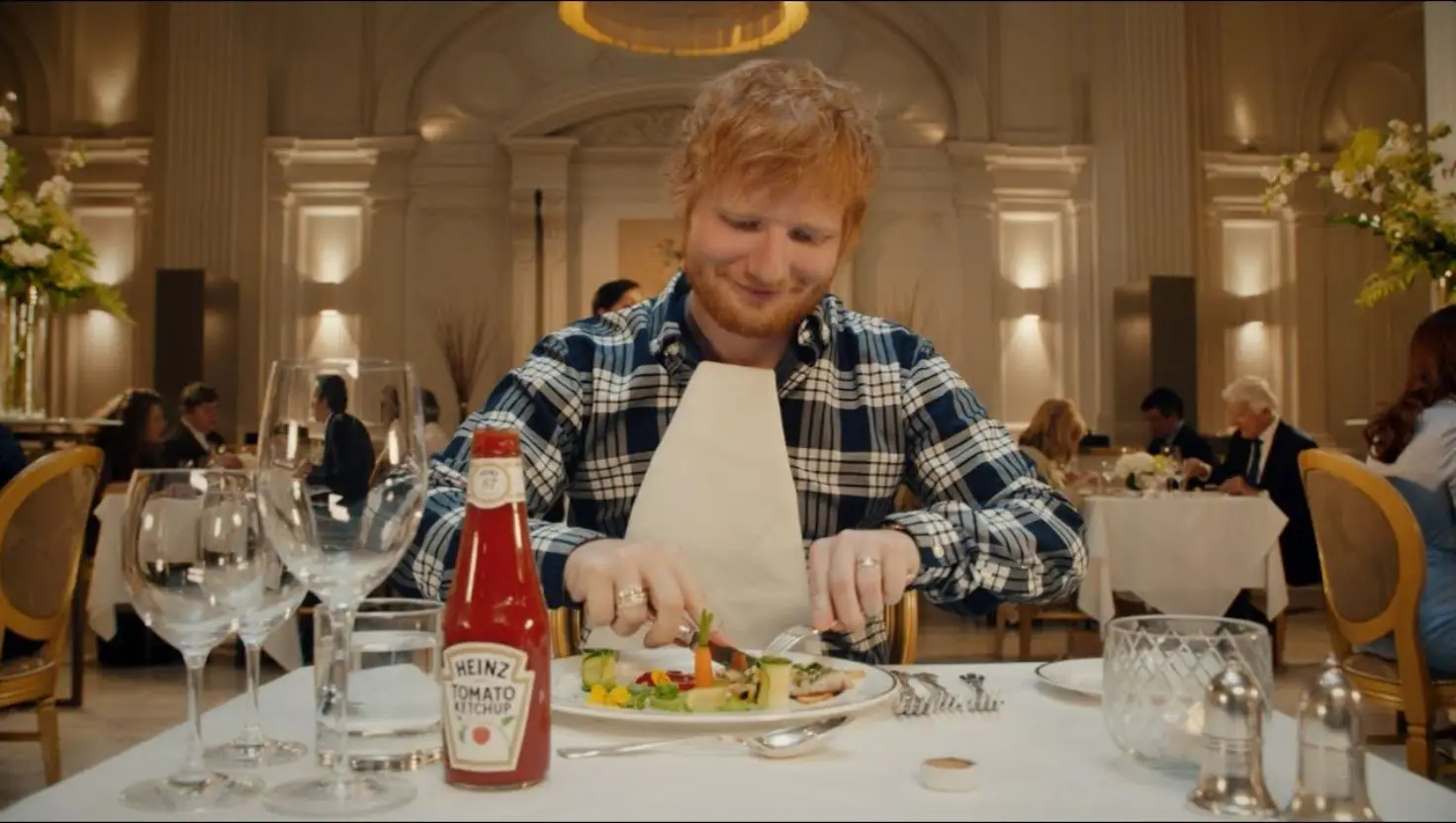 Ed Sheeran was the face of a Heinz Ketchup advert in 2019 (The Kraft Heinz Company)