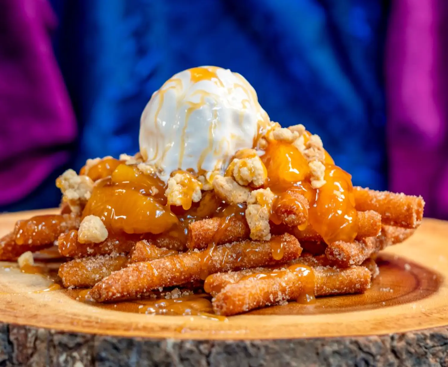 Peach Cobbler Funnel Cake Fries (Disney)