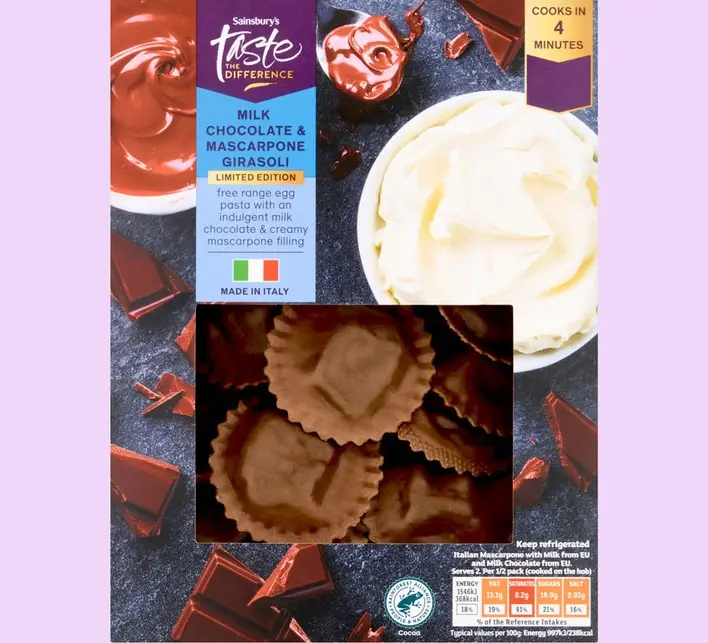 Sainsbury's has launched a pack of chocolate pasta (Sainsbury's)