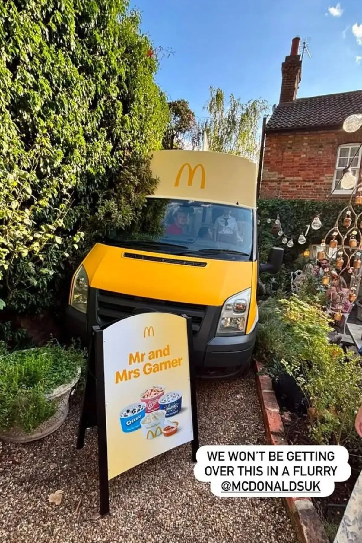 The actress hired a McDonald's McFlurry van for the event (Instagram/@emilyatak)