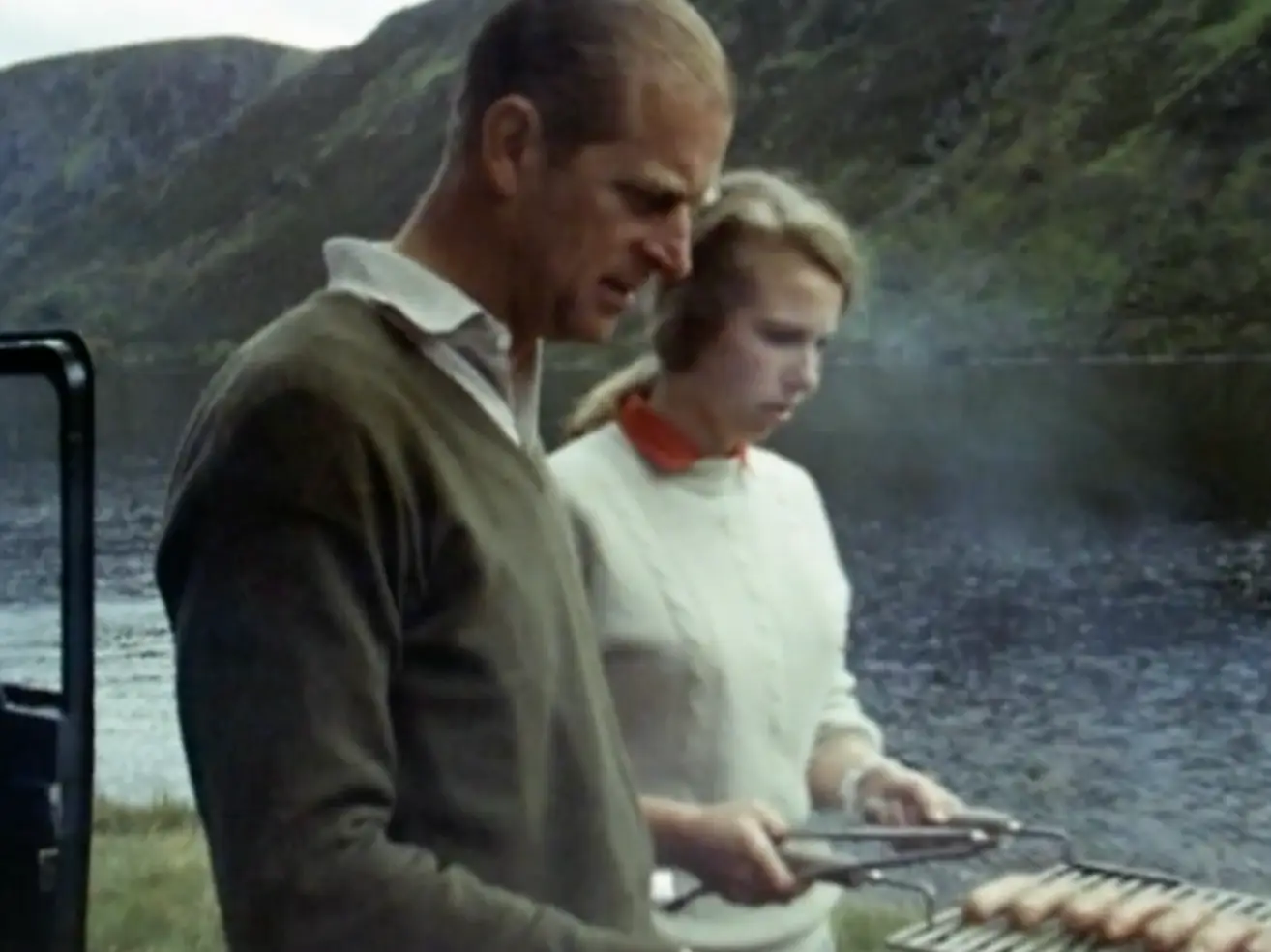Prince Phillip and Princess Anne at the BBQ (BBC)