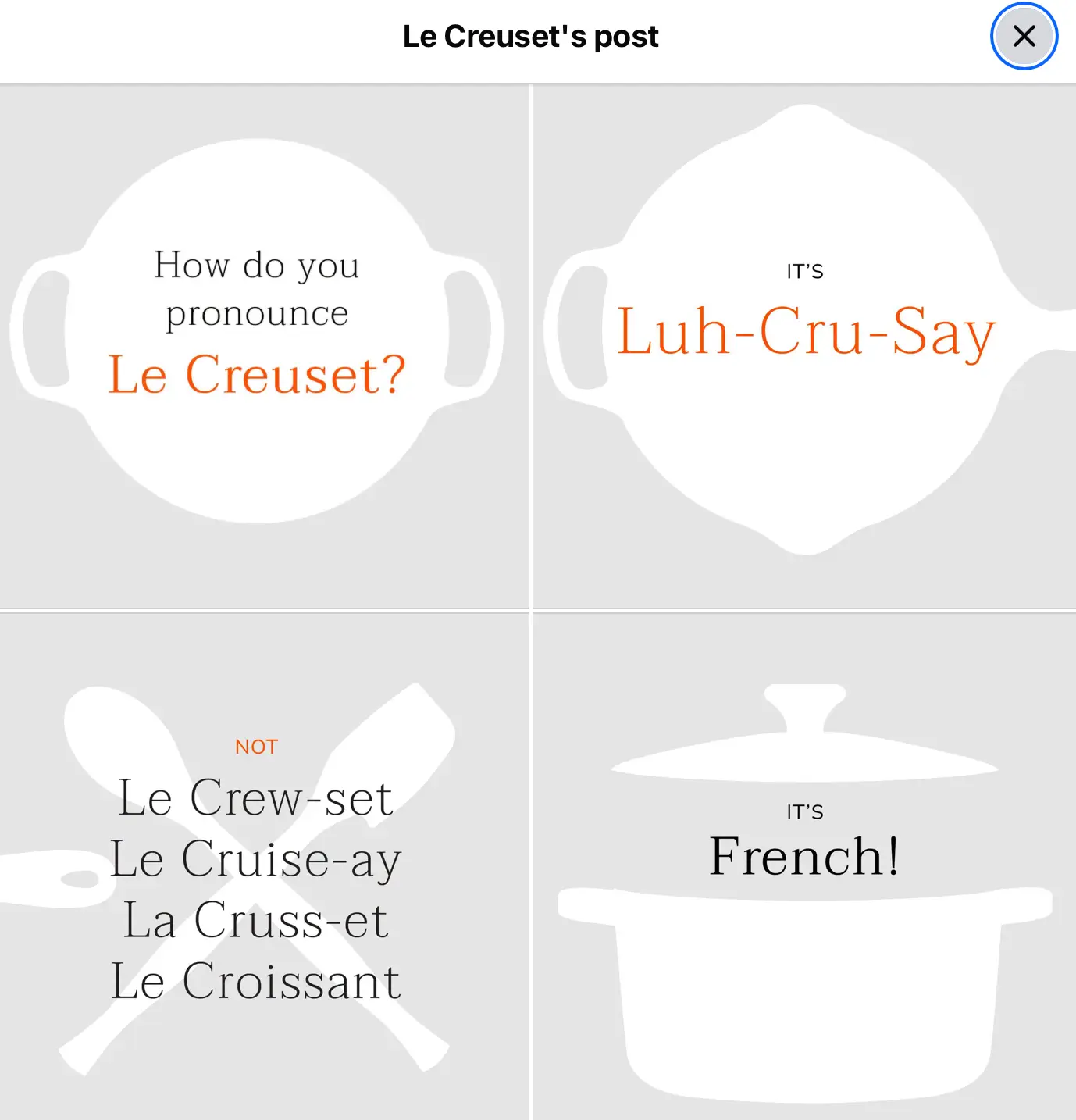 Le Creuset has shared how to pronounce its name (Facebook)