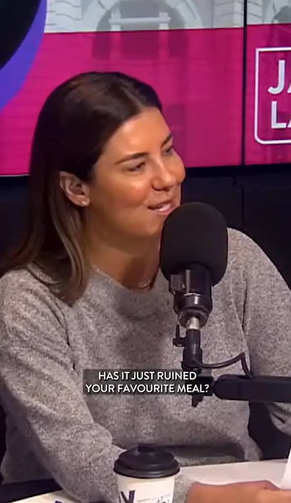 Lauren Phillips from Nova 100 in Melbourne, Australia, educated her co-host on a sauce ingredient (TikTok/@jaseandlauren)