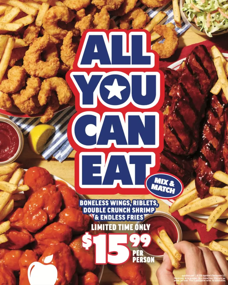 The all-you-can-eat deal allows customers to swap their protein sources (Applebee's)
