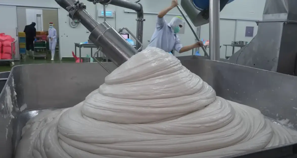 This video from Animal Kingdom on YouTube shows the process of making crabsticks (YouTube/Animal Kingdom)