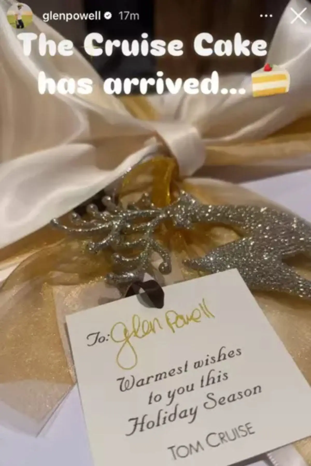 Glen Powell said he hosted a 'Tom Cruise Cake Party' for his friends to try the sweet treat (Instagram/glenpowell)