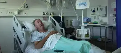 Clarkson's Farm ended on a cliffhanger, showing the broadcaster in a hospital bed (Prime Video)
