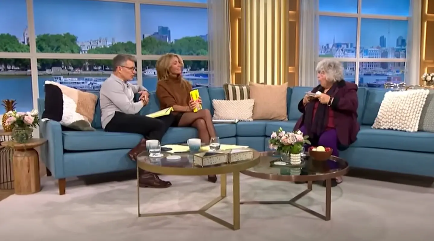 Miriam Margolyes chatting with Ben Shephard and Cat Deeley on This Morning (ITV/YouTube)