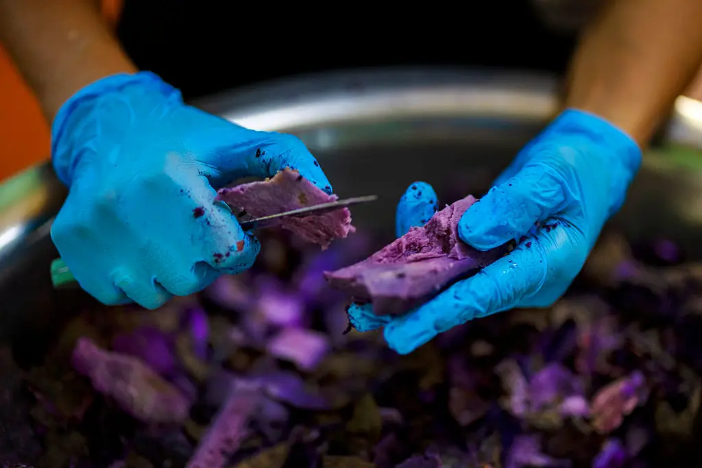 Demand for ube has soared over recent years with farmers struggling to keep up (Photo by Ezra Acayan/Getty Images)