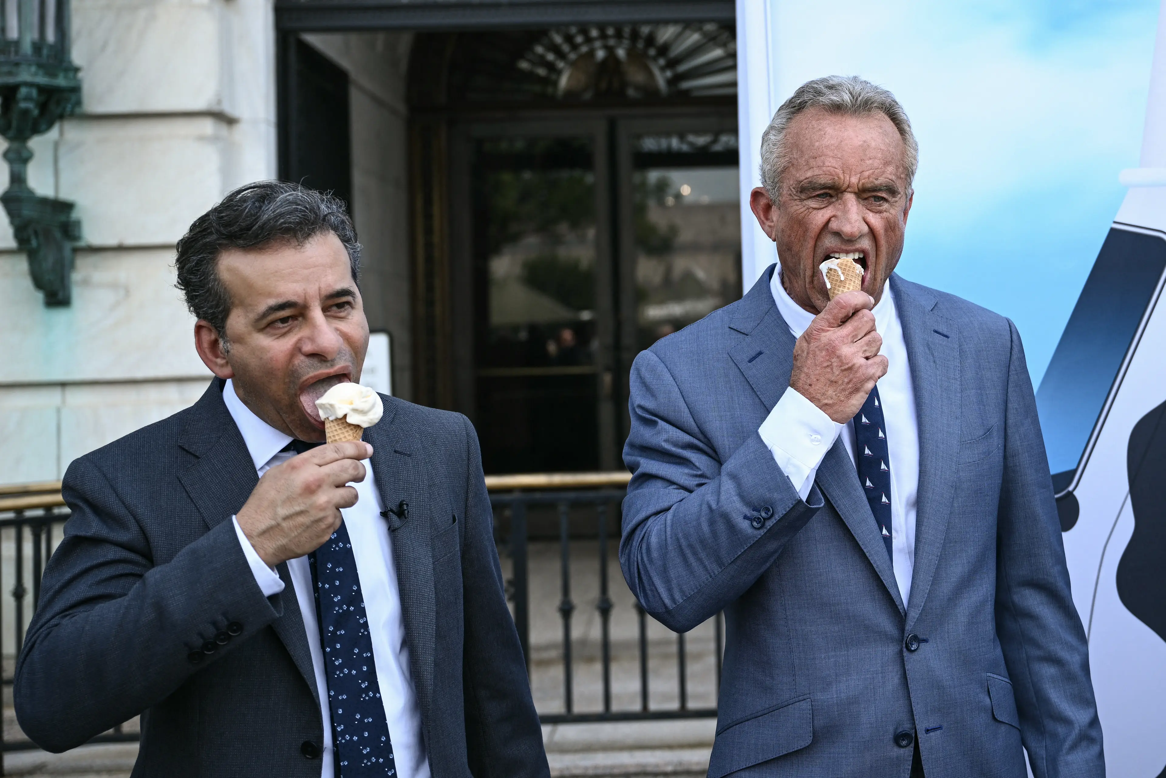 Makary and RFK Jr enjoy some ice cream (BRENDAN SMIALOWSKI / Contributor/Getty Images)