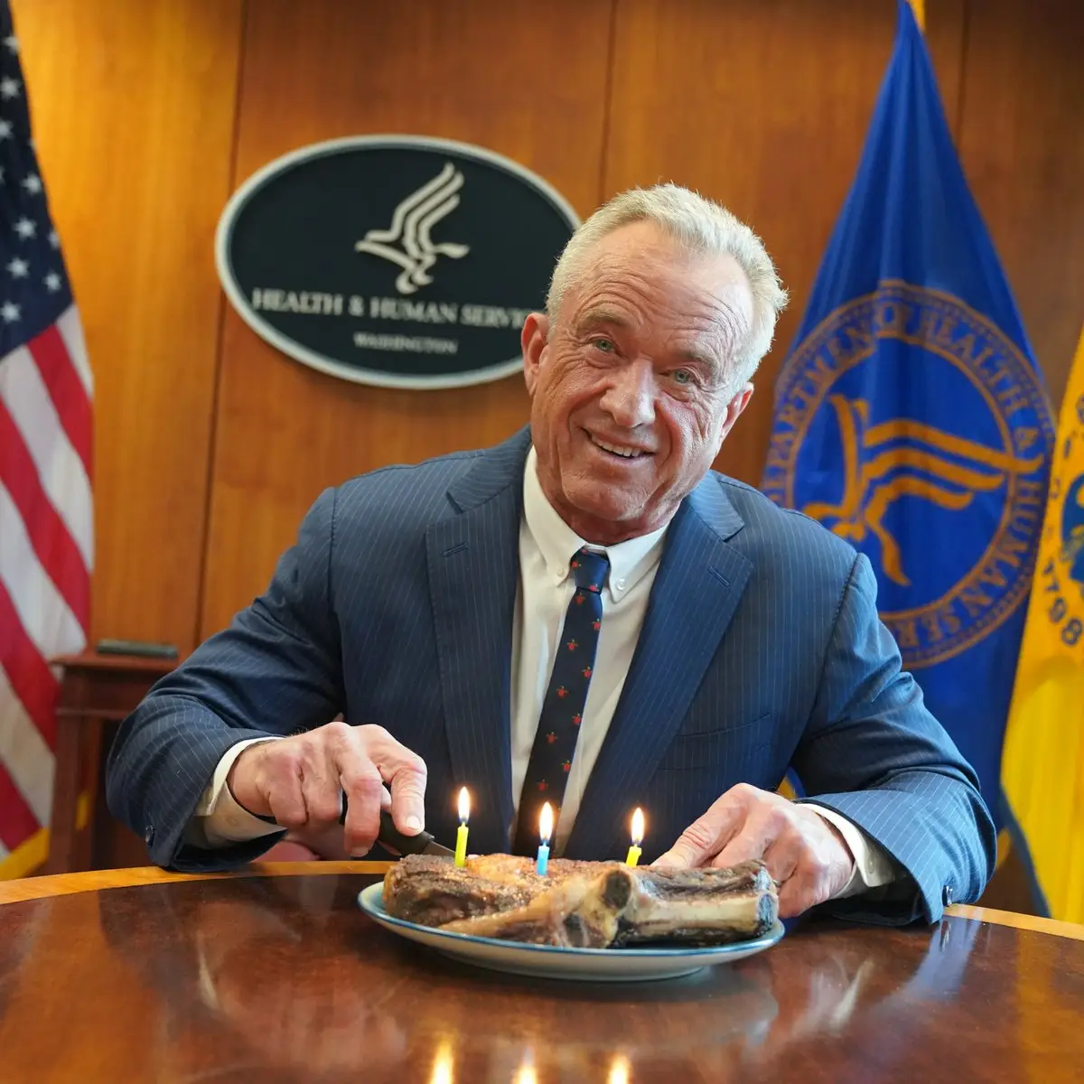 The politician celebrated his 72nd birthday last month with a plate of steak (X/@HHSGov)