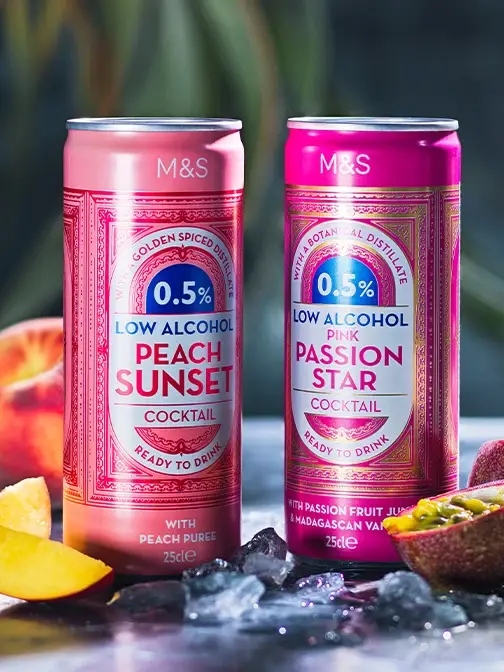 Pre-mixed mocktails, wine, and beer are available as part of the non-alcoholic drinks range (M&S)