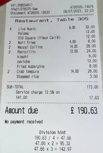 The bill in question, featuring music and antibiotics (AsperLDN97/Reddit)