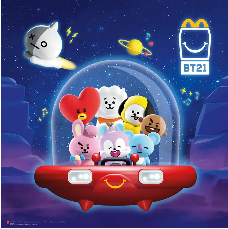 BT21 characters are landing at McDonald's later this month (McDonald's)