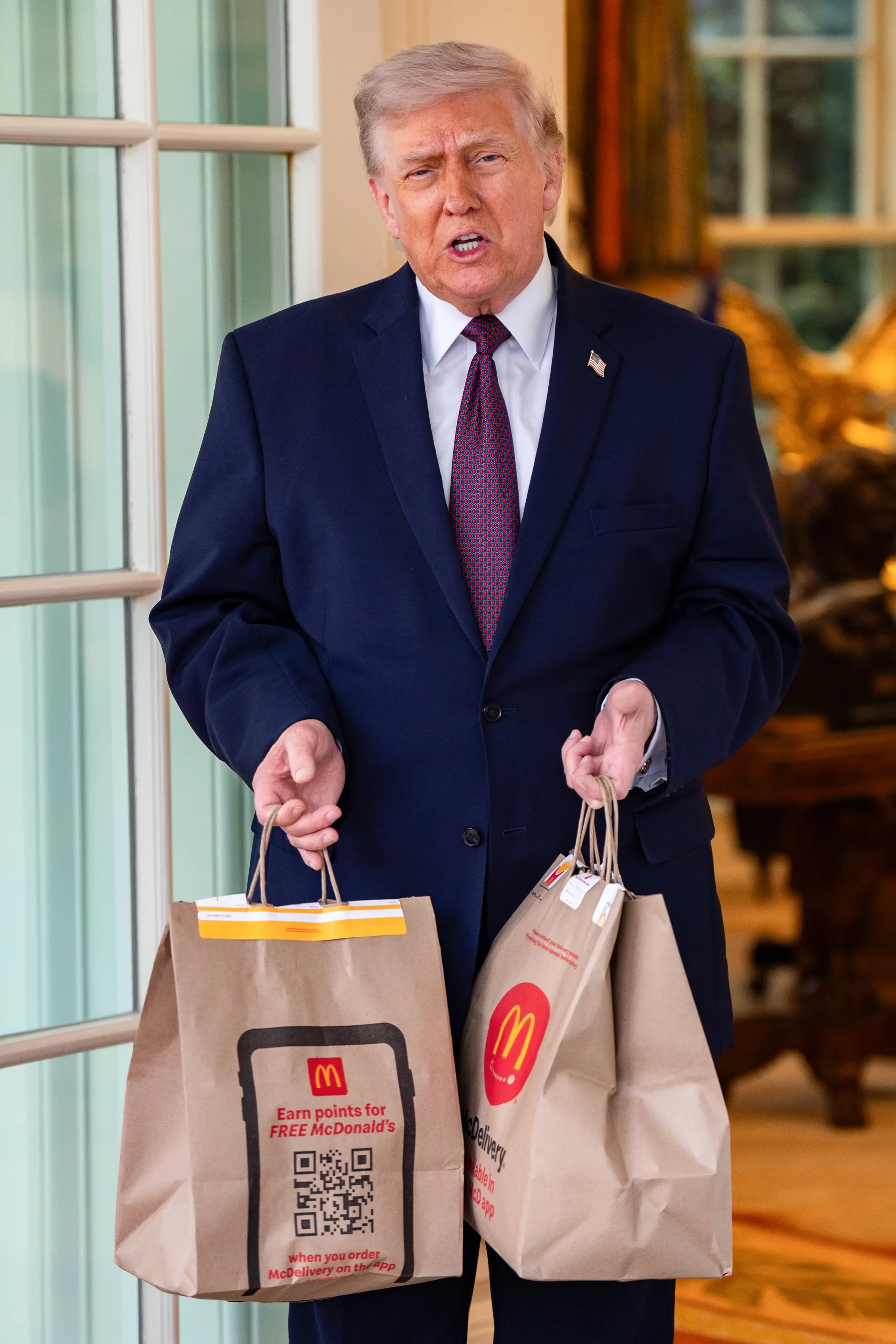 The US President used the opportunity to further criticise Pope Leo XIV (Salwan Georges/Bloomberg via Getty Images)