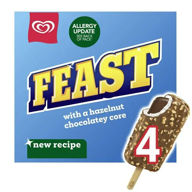 Feast ice cream lollys now have a new recipe with major allergens (Wall's)