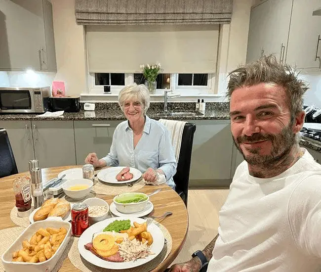 David Beckham with his mother Sandra (Credit David Beckham Instagram)