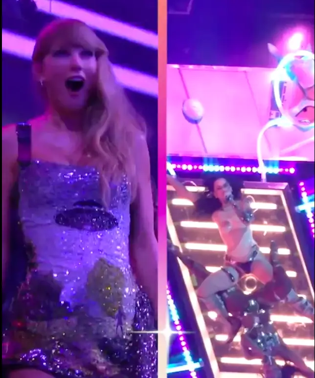 Taylor Swift seemed to love the performance. (X/@vmas)