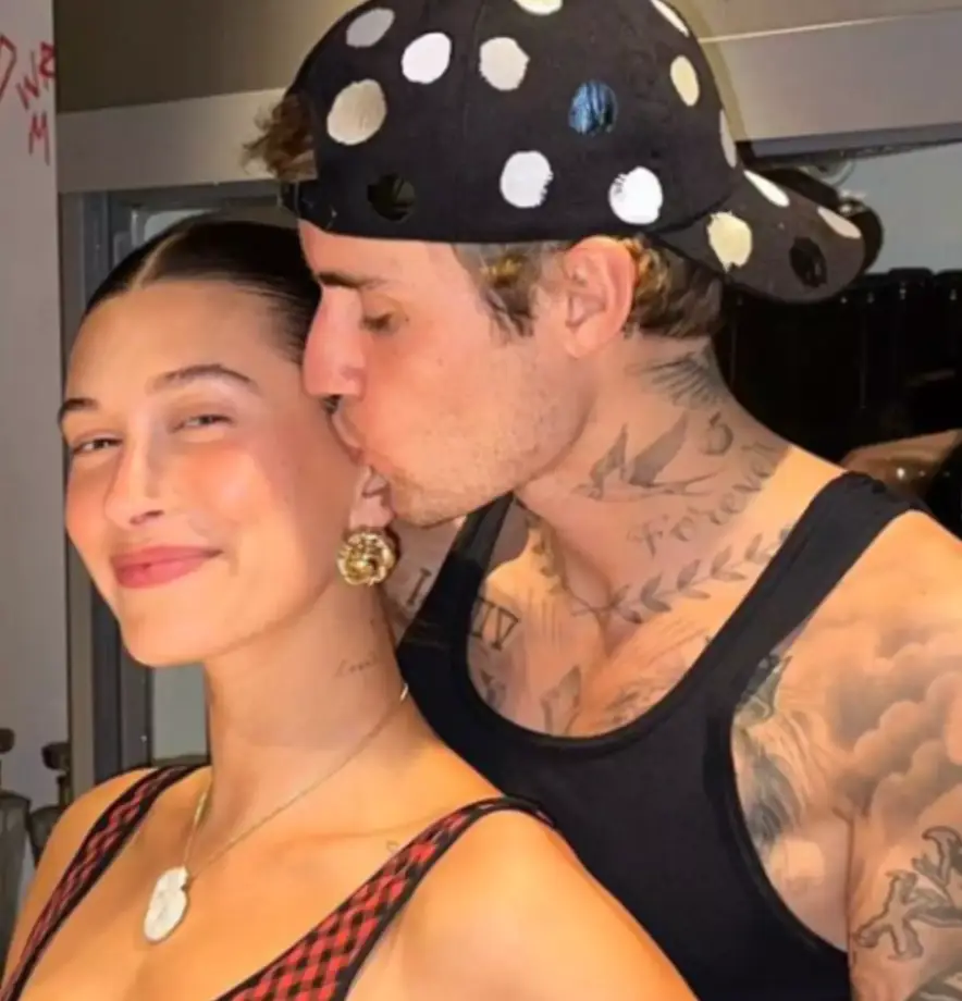 Justin and Hailey Bieber announced the news last night (9 May). (Instagram/@haileybieber)