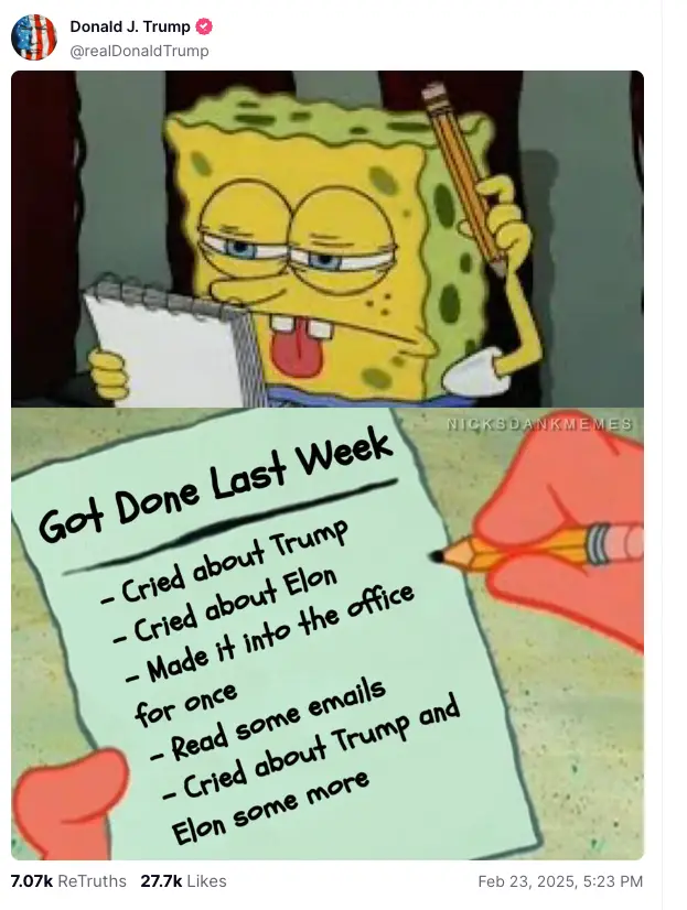 Trump really twisted the knife (Truth Social/@realDonaldTrump)