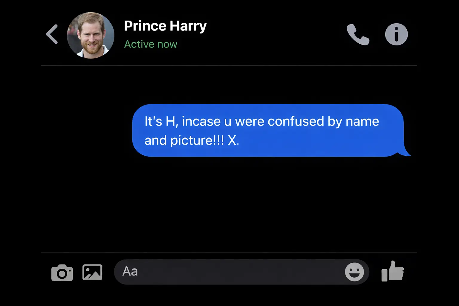 A recreation of Prince Harry's message to Charlotte Griffiths (ChatGPT)