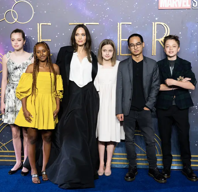 Angelina Jolie and five of her children (Samir Hussein/WireImage)