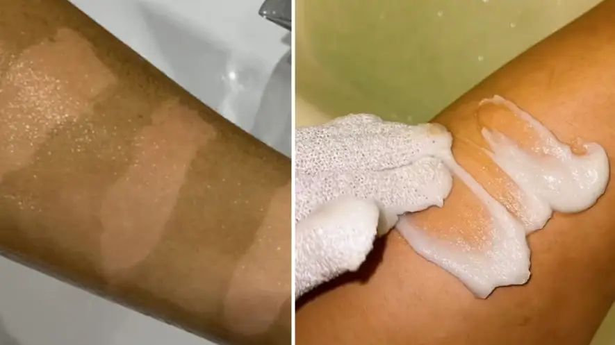 Women Are Raving About 'Magic Scrub' That Removes Fake Tan In 60 Seconds