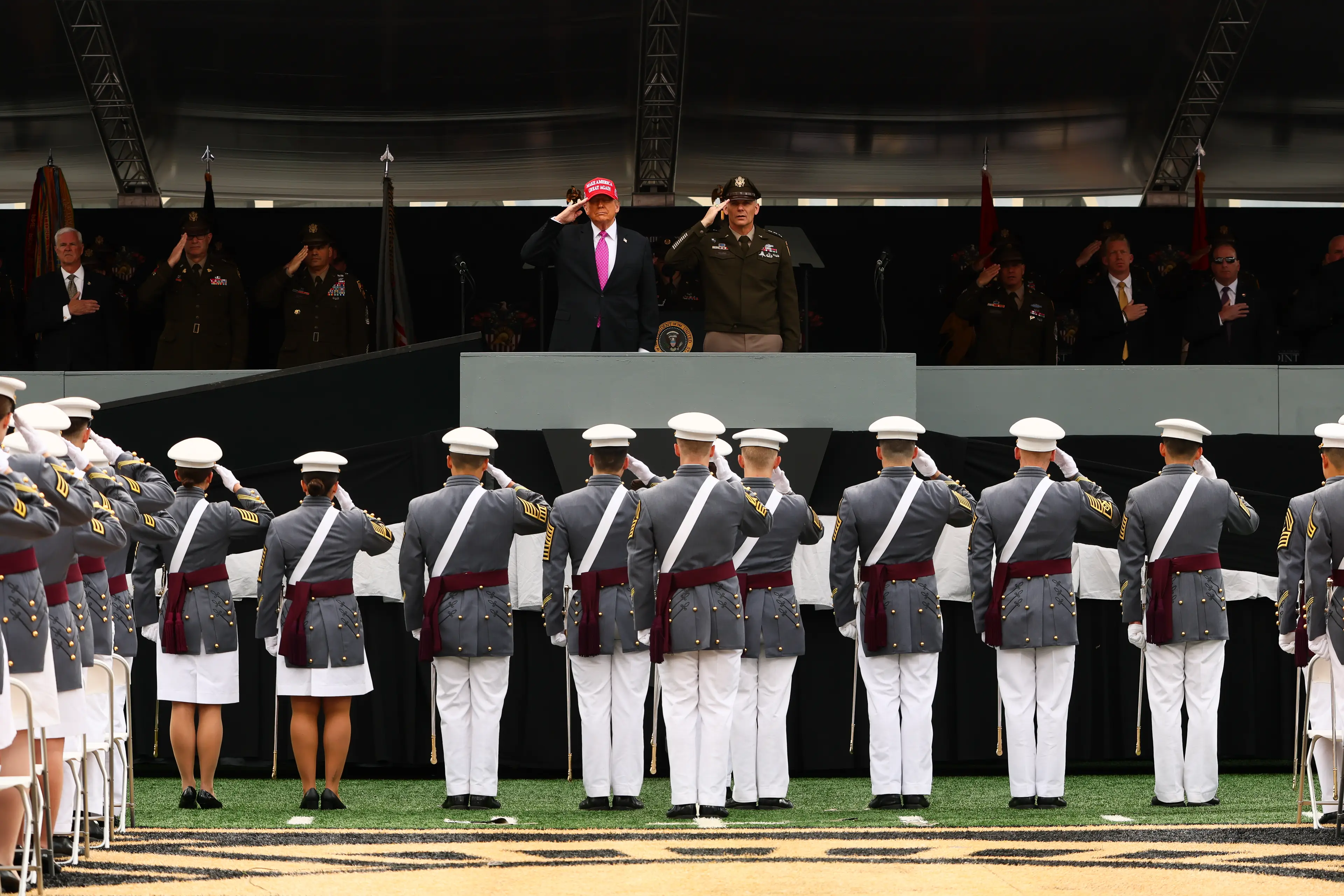 Trump gave a speech to the graduating students from the US Military Academy at West Point in New York (Michael M. Santiago/Getty Images)