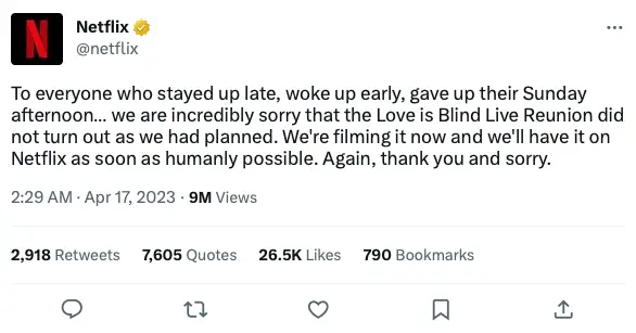 The streaming service has been forced to apologise for the incident.