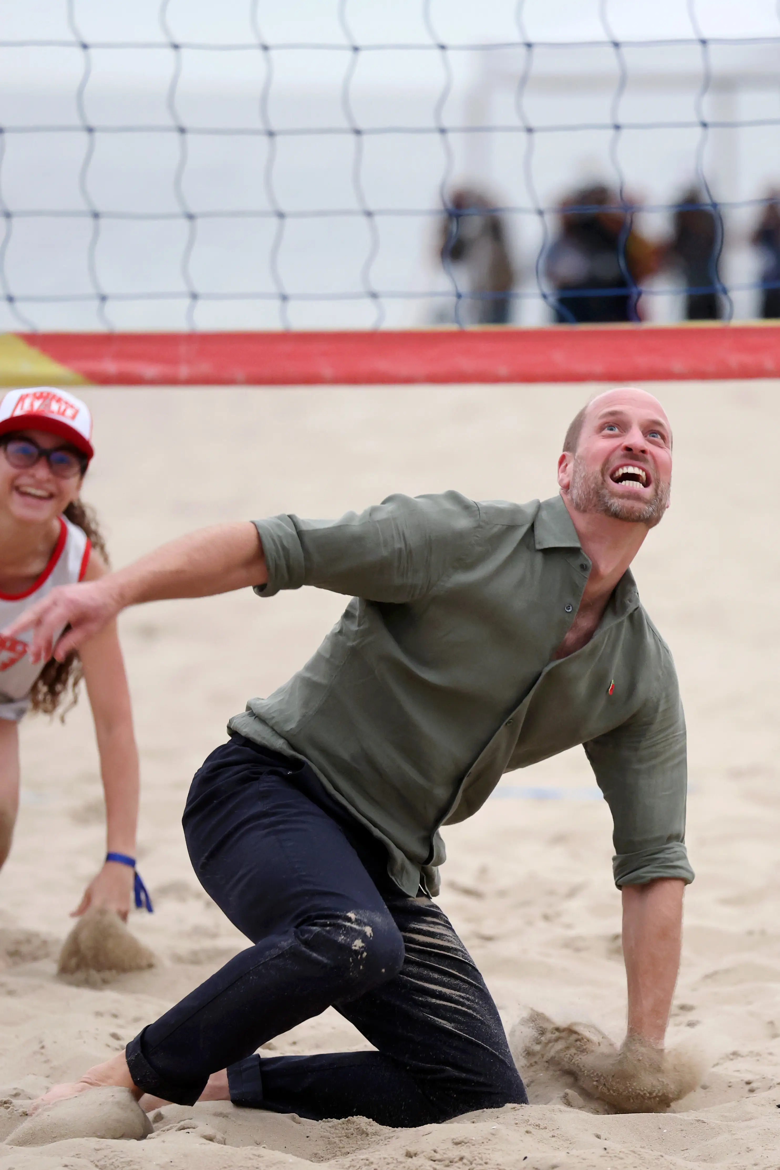 Prince William enjoyed a game of volleyball on Rio's Copacabana Beach on Monday (Chris Jackson/Getty Images)