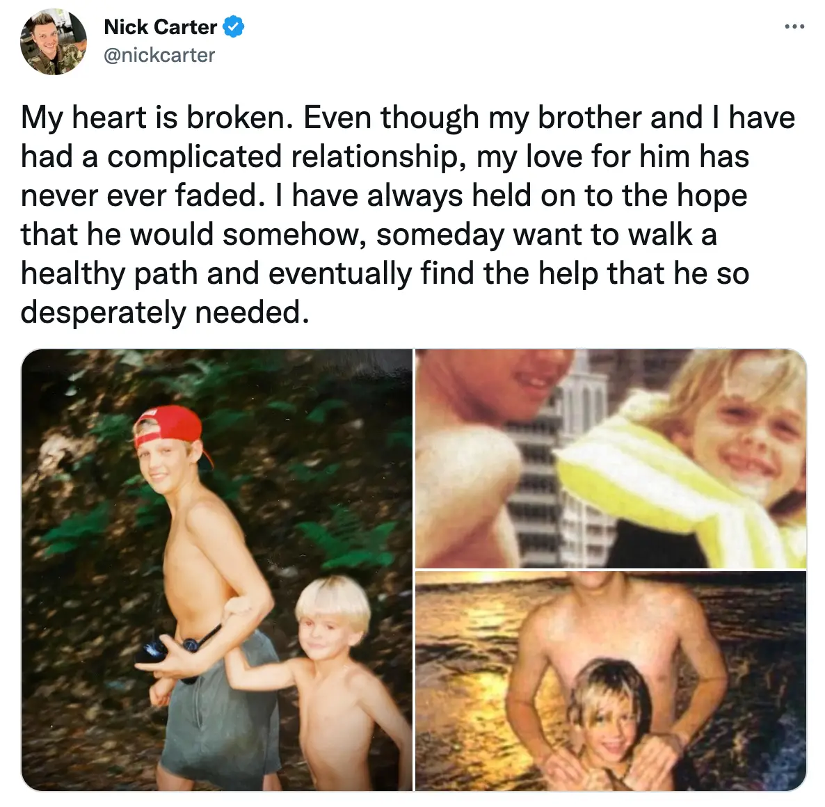 Nick paid tribute to his brother on social media.