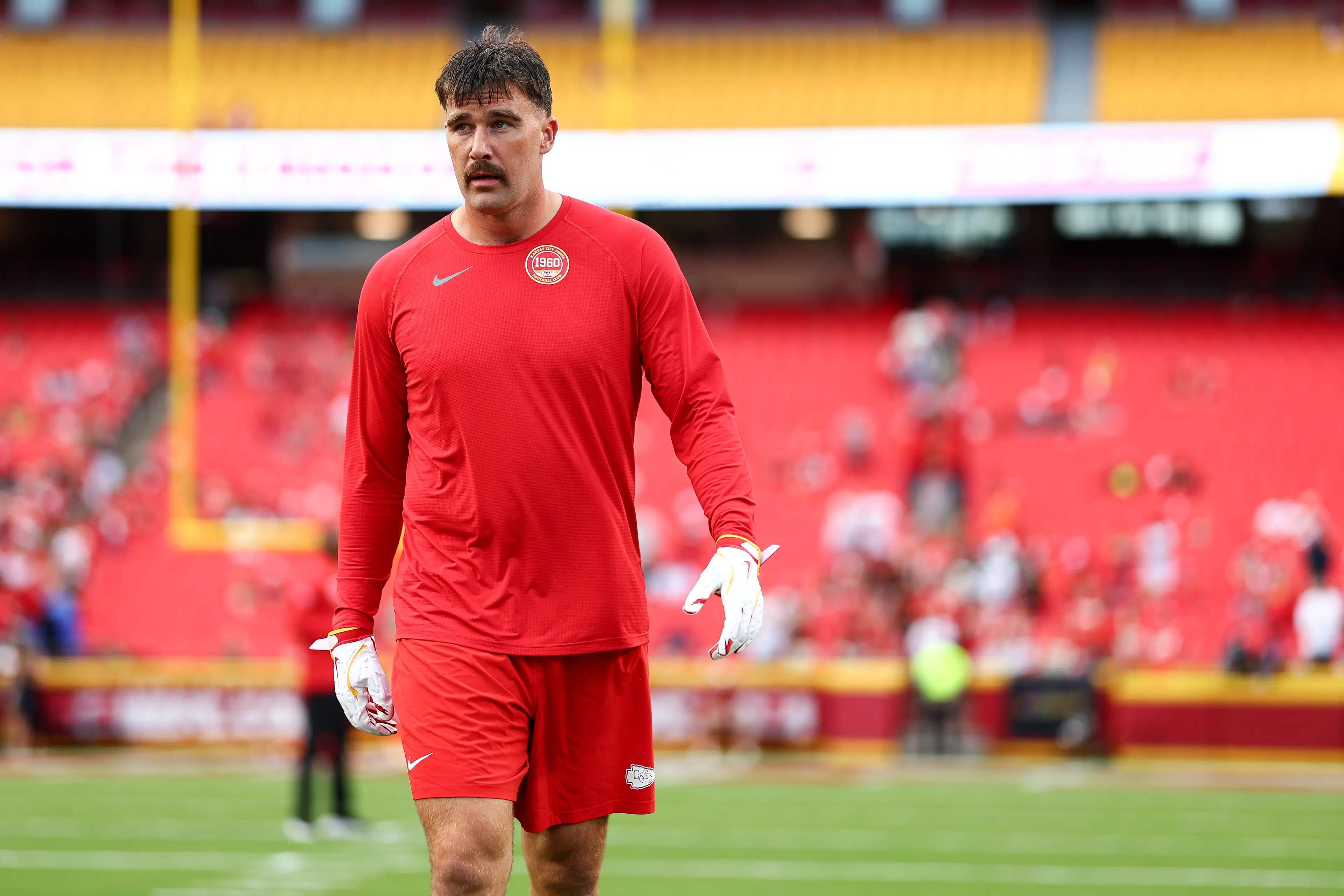 NFL fans are divided after Kelce showed off his new look (Kevin Sabitus/Getty Images)