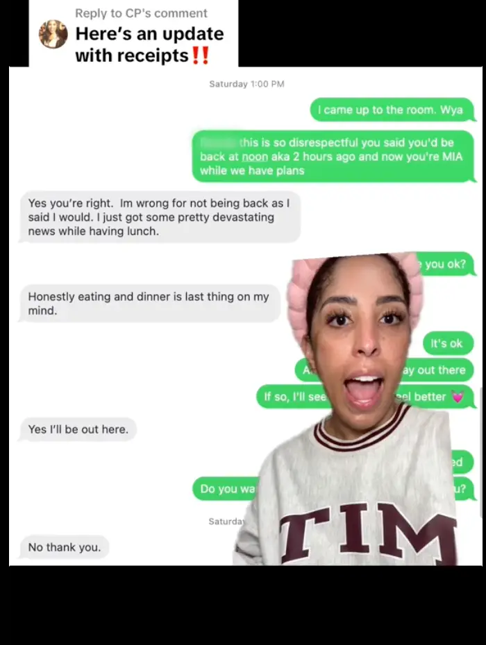 He told her he'd received 'devastating news'.