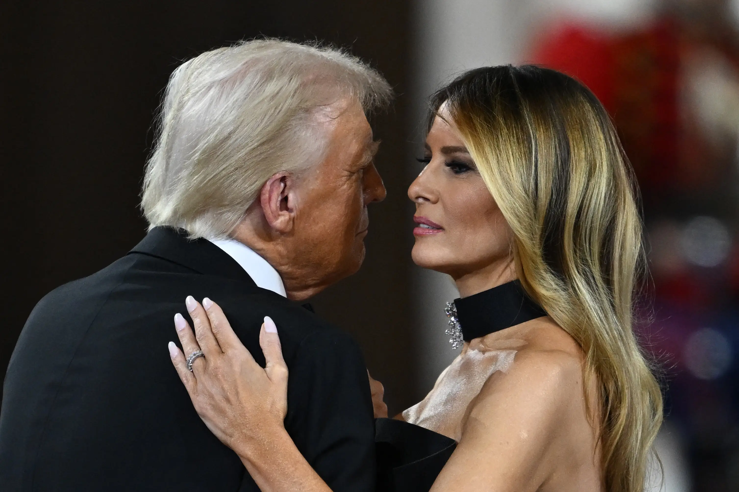 An expert claimed there is a different to Melania's expression when she dances with her husband (PATRICK T. FALLON/AFP via Getty Images)
