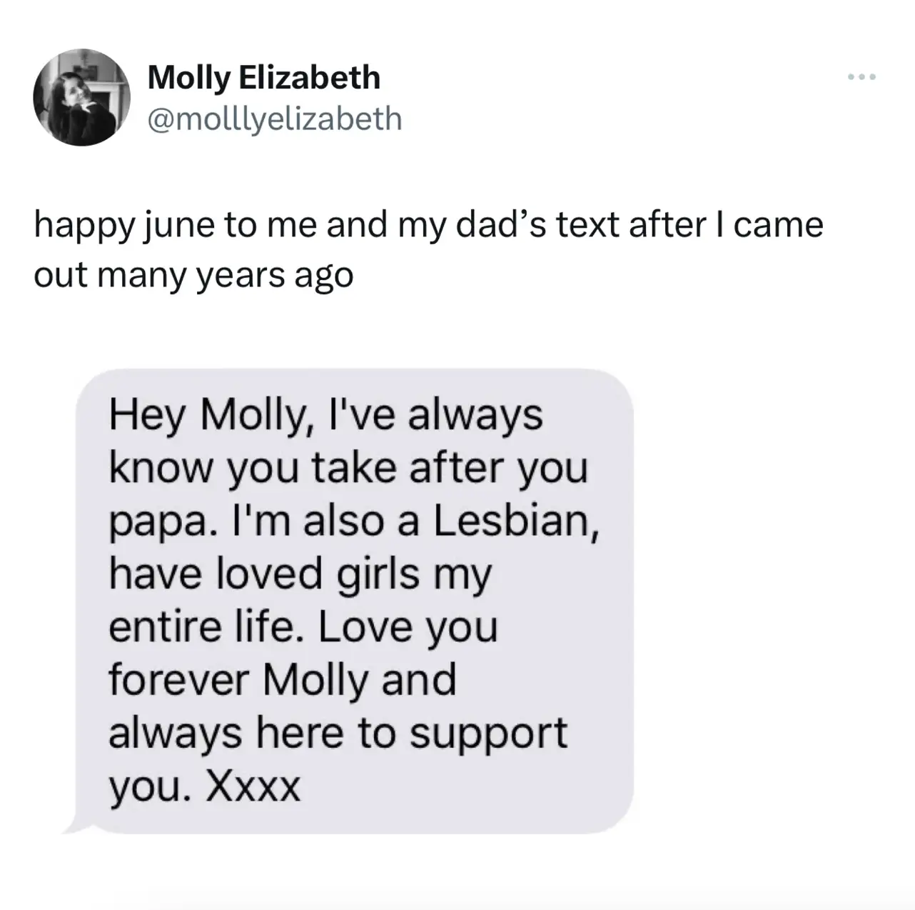 Molly said: "To this day, his response fills my heart with love." (X/@molllyelizabeth)